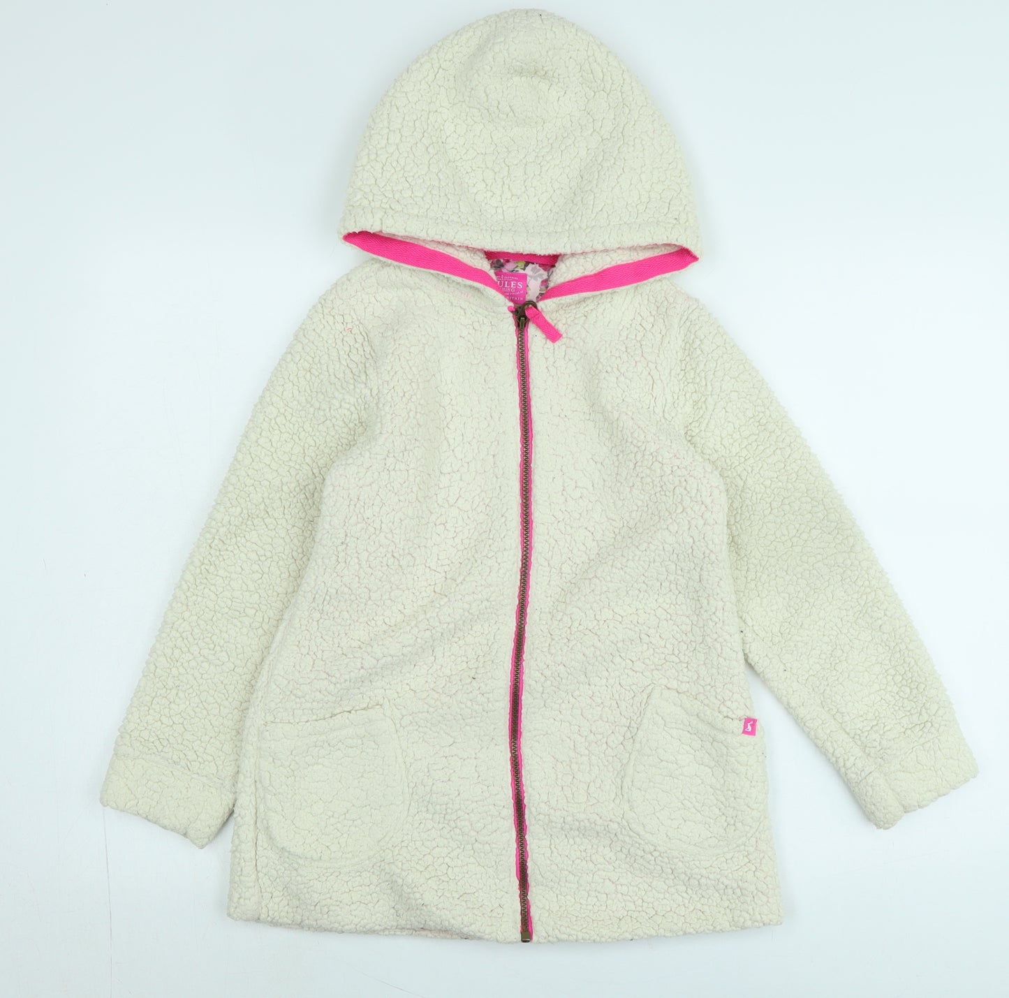 Joules Girls Ivory Basic Coat Coat Size 9-10 Years Zip - Logo