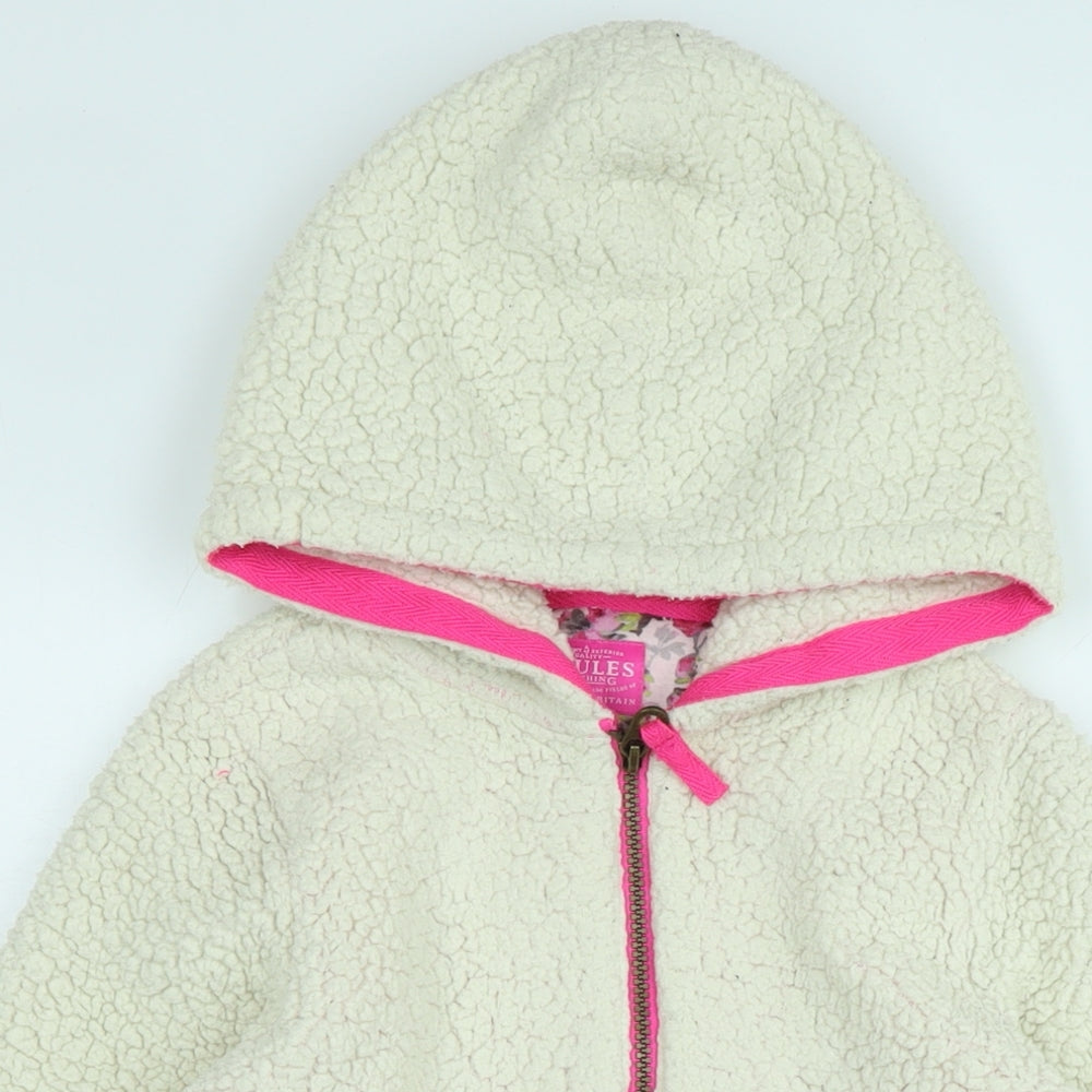 Joules Girls Ivory Basic Coat Coat Size 9-10 Years Zip - Logo