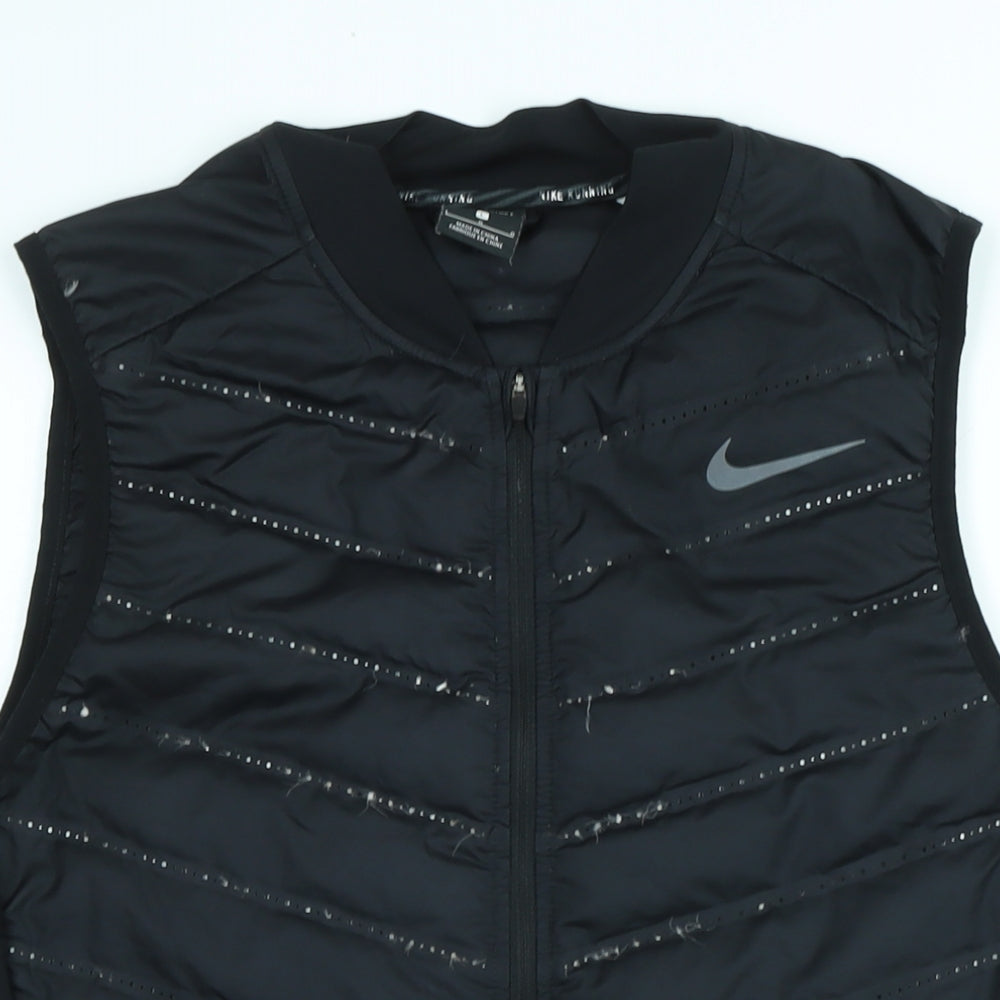 Nike Womens Black Gilet Waistcoat Size L Zip - Logo