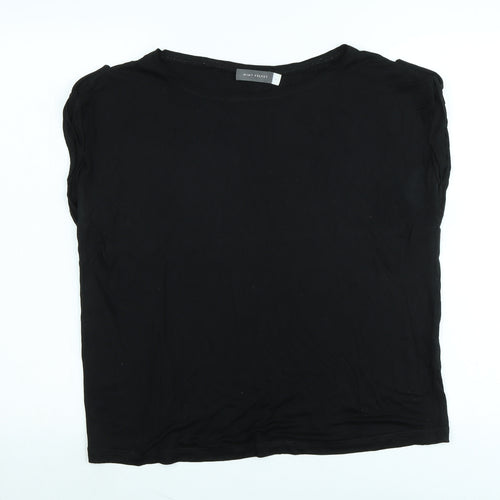 Mint Velvet Womens Black Polyester Basic T-Shirt Size L Boat Neck - Logo