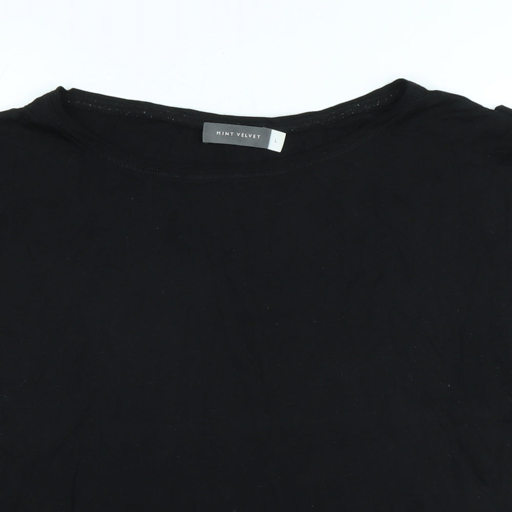 Mint Velvet Womens Black Polyester Basic T-Shirt Size L Boat Neck - Logo