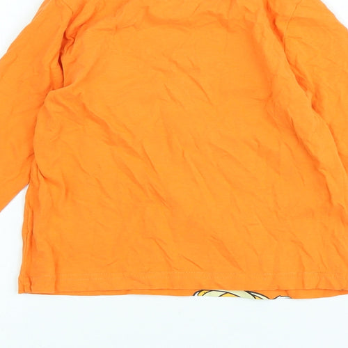 Disney Boys Orange Cotton Jersey T-Shirt Size 5-6 Years Crew Neck - Logo- Micky Mouse