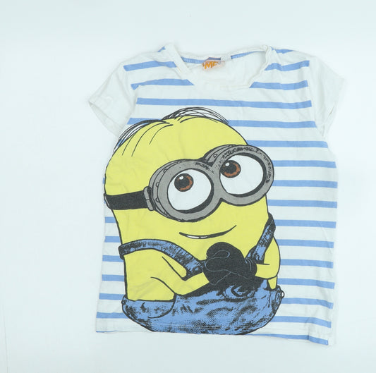 Despicable Me Womens White Cotton Basic T-Shirt Size 8 Crew Neck - Logo