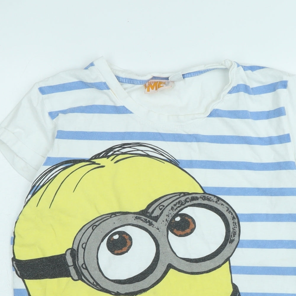 Despicable Me Womens White Cotton Basic T-Shirt Size 8 Crew Neck - Logo