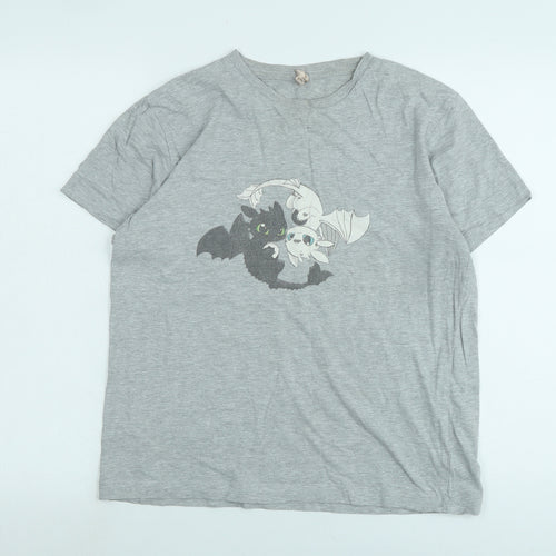 Live and tell Womens Grey Cotton Basic T-Shirt Size L Crew Neck - Logo