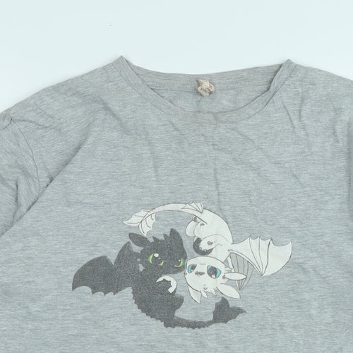Live and tell Womens Grey Cotton Basic T-Shirt Size L Crew Neck - Logo
