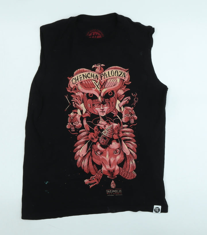 Trip house company Mens Black Cotton T-Shirt Size S Crew Neck - Logo -CHENCHA PALOOZA