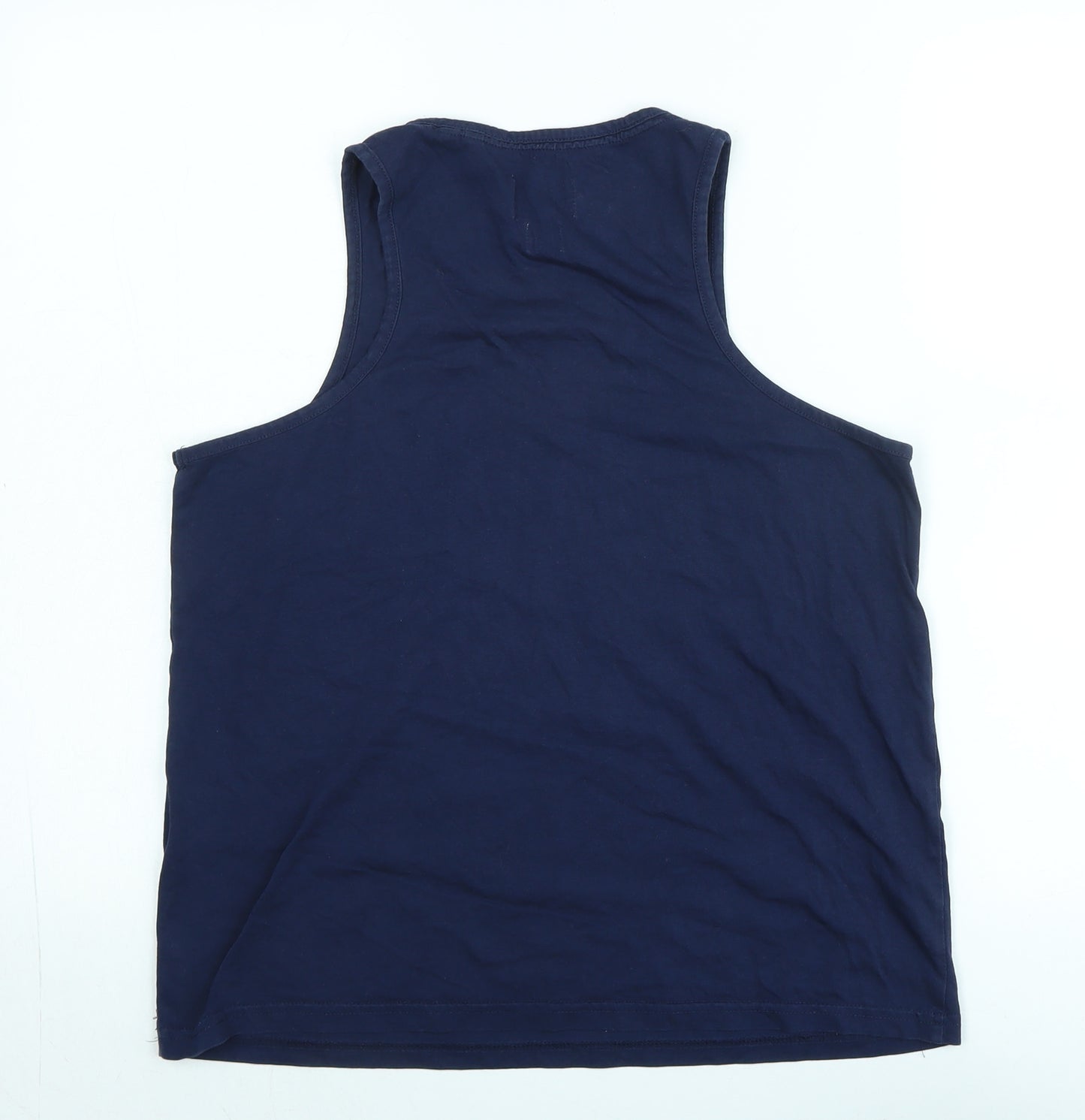 Superdry Womens Blue Cotton Basic Tank Size 12 Scoop Neck - Logo - Superdry