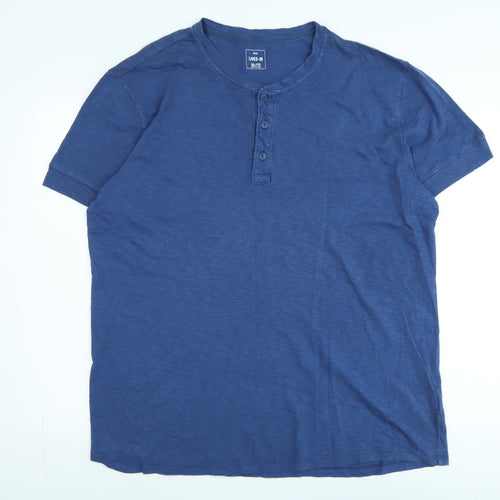 Gap Mens Blue Cotton Blend T-Shirt Size 2XL Crew Neck - Logo