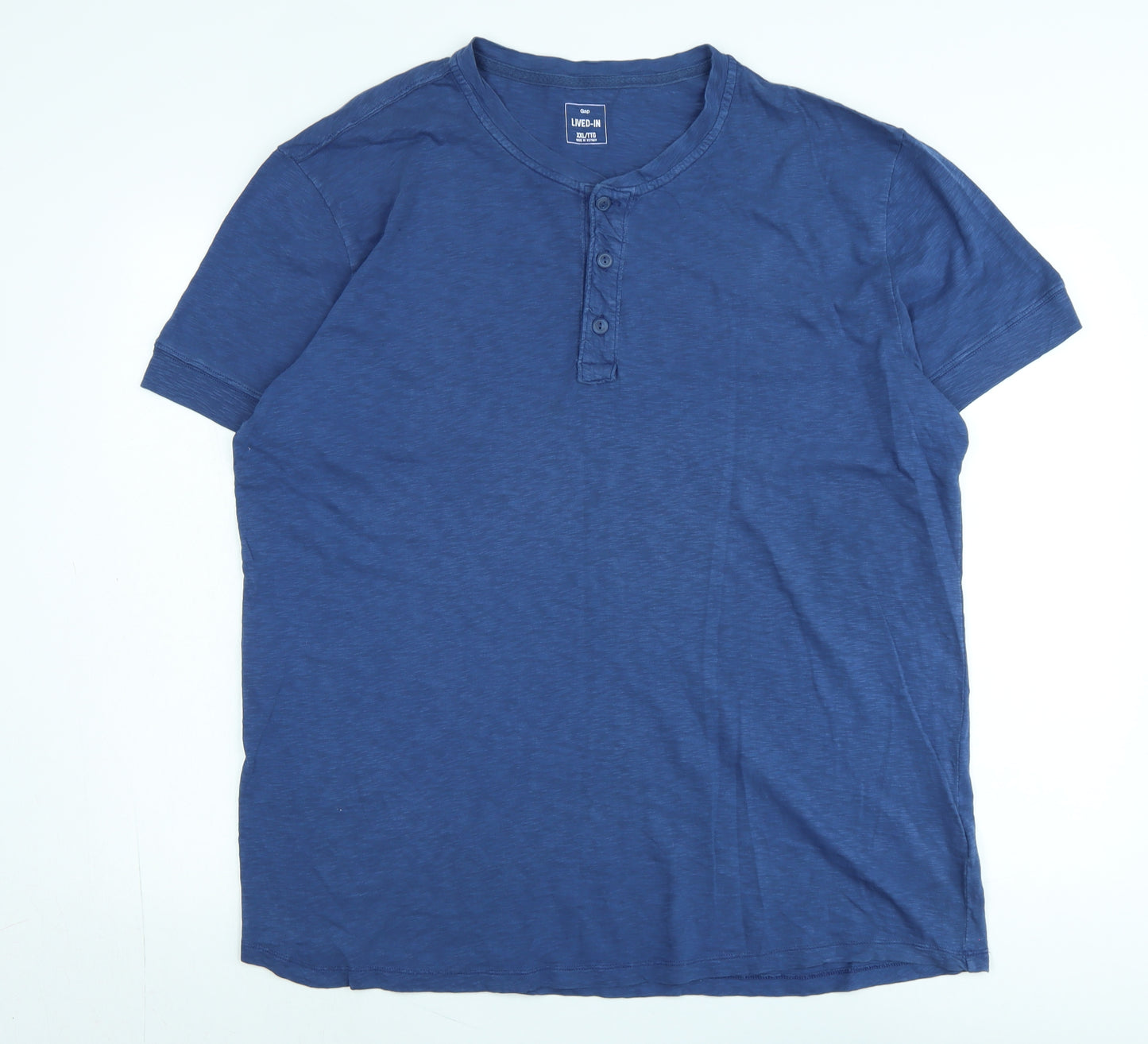 Gap Mens Blue Cotton Blend T-Shirt Size 2XL Crew Neck - Logo