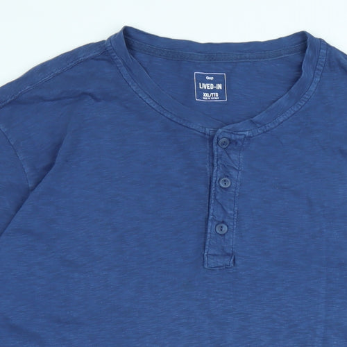 Gap Mens Blue Cotton Blend T-Shirt Size 2XL Crew Neck - Logo