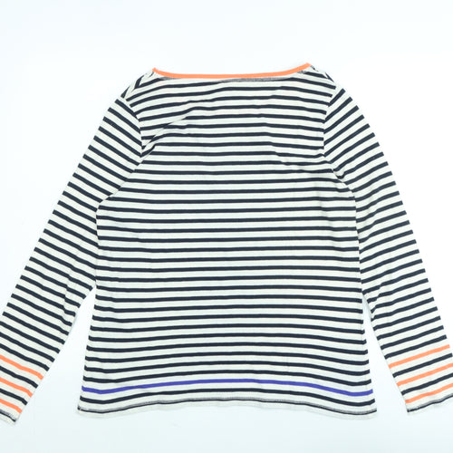 White Stuff Womens Multicoloured Striped Cotton Jersey T-Shirt Size 12 Boat Neck - Logo