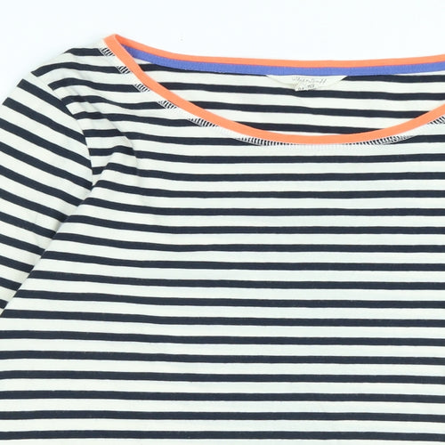 White Stuff Womens Multicoloured Striped Cotton Jersey T-Shirt Size 12 Boat Neck - Logo