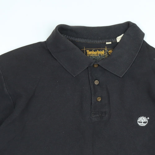 Timberland Mens Grey Cotton Polo Size XL Collared - Logo