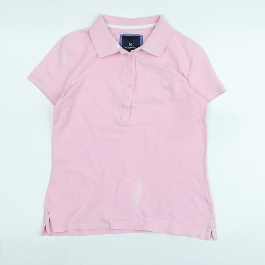 Crew Clothing Womens Pink Cotton Basic Polo Size 10 Collared - Logo