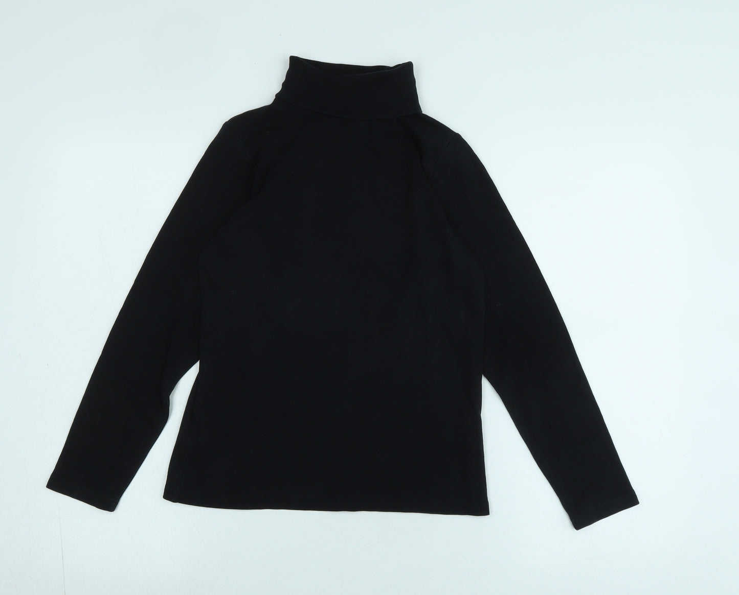 isle Womens Black High Neck Cotton Pullover Jumper Size S - Logo