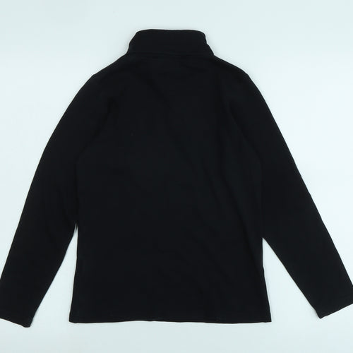isle Womens Black High Neck Cotton Pullover Jumper Size S - Logo