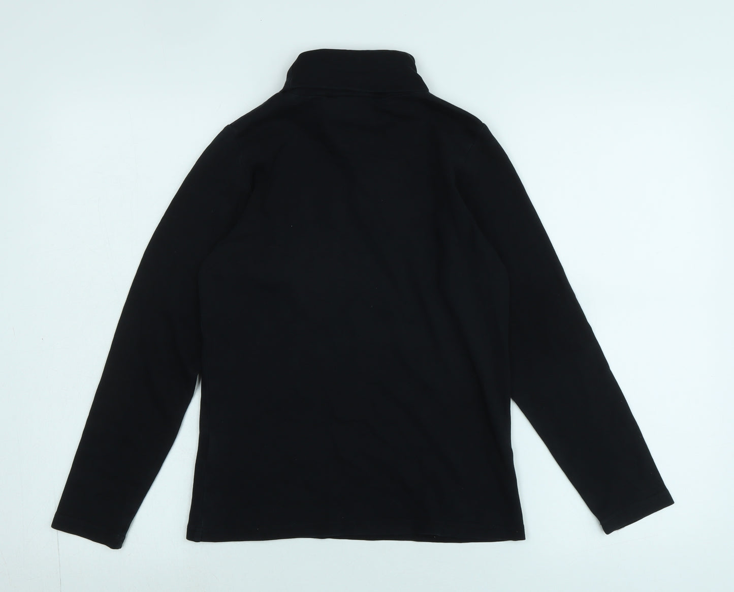 isle Womens Black High Neck Cotton Pullover Jumper Size S - Logo