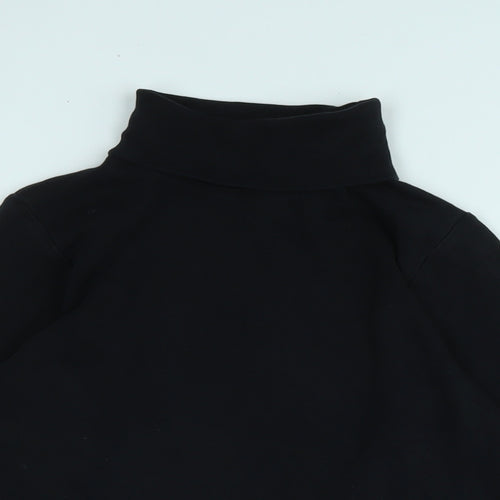 isle Womens Black High Neck Cotton Pullover Jumper Size S - Logo