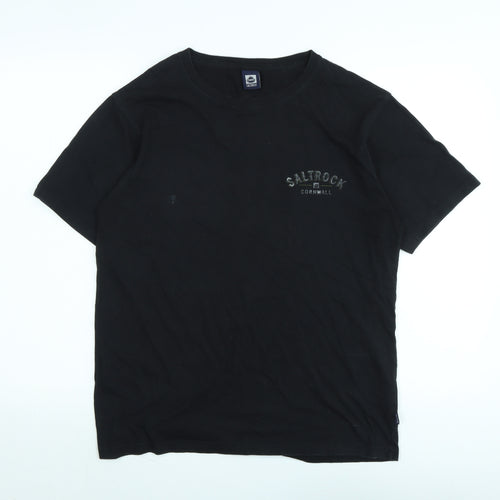 Saltrock Mens Black Cotton T-Shirt Size M Crew Neck - Logo - saltrock