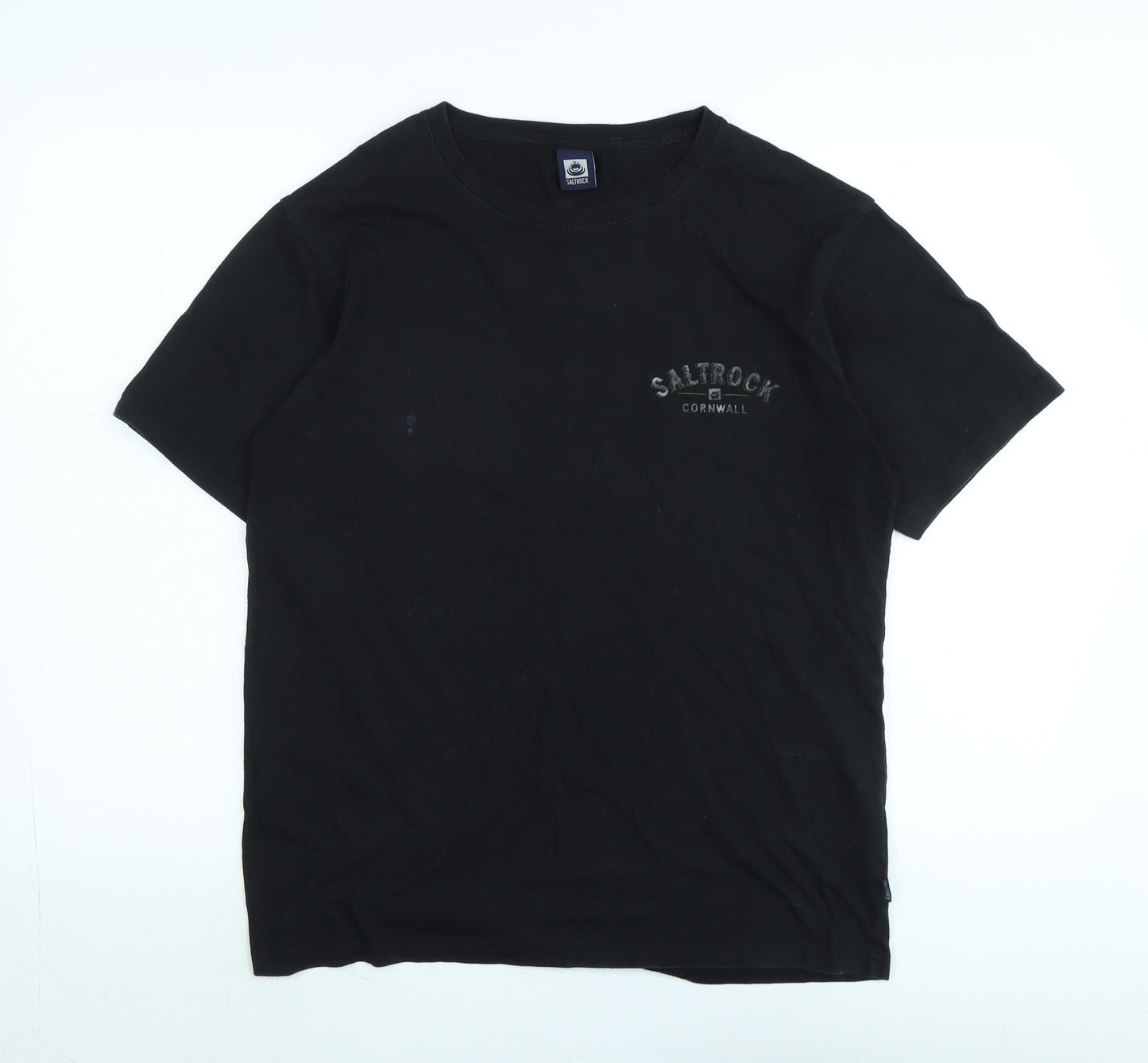 Saltrock Mens Black Cotton T-Shirt Size M Crew Neck - Logo - saltrock