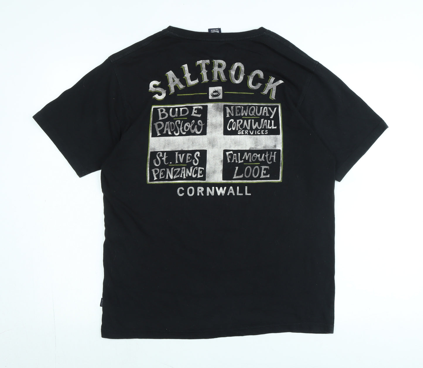 Saltrock Mens Black Cotton T-Shirt Size M Crew Neck - Logo - saltrock