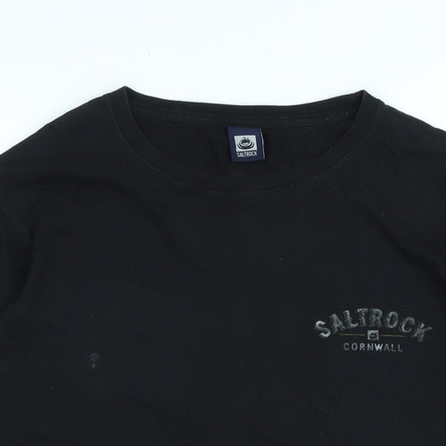 Saltrock Mens Black Cotton T-Shirt Size M Crew Neck - Logo - saltrock