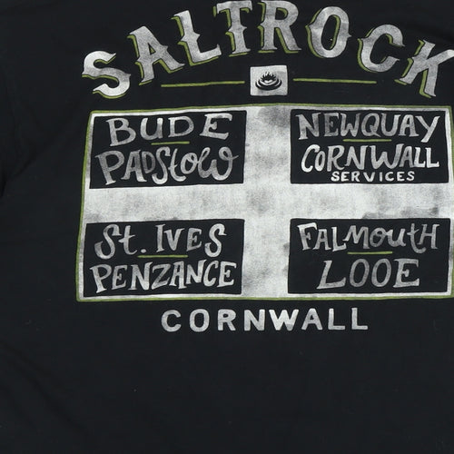 Saltrock Mens Black Cotton T-Shirt Size M Crew Neck - Logo - saltrock
