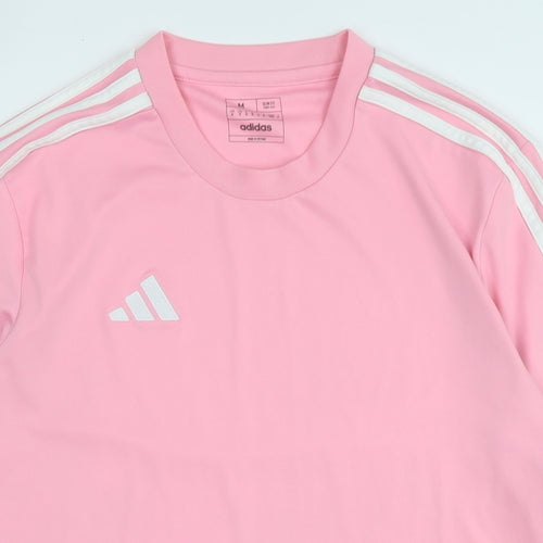 adidas Womens Pink Polyester Basic T-Shirt Size M Crew Neck - Logo