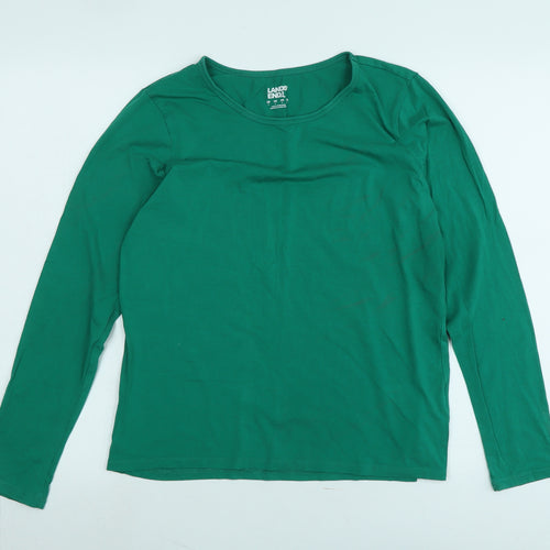 Lands' End Womens Green Cotton Jersey T-Shirt Size S Crew Neck - Logo