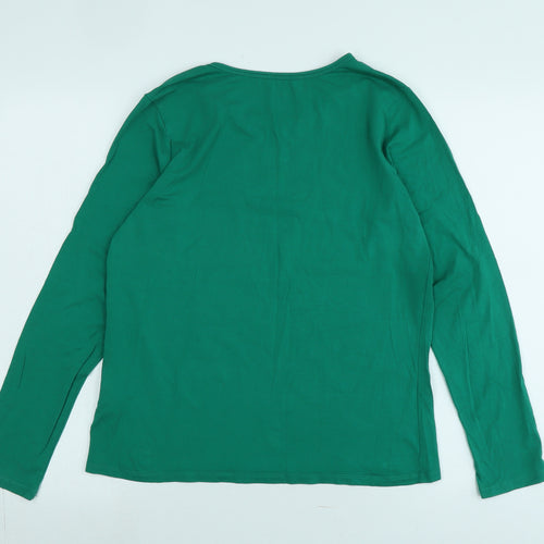 Lands' End Womens Green Cotton Jersey T-Shirt Size S Crew Neck - Logo