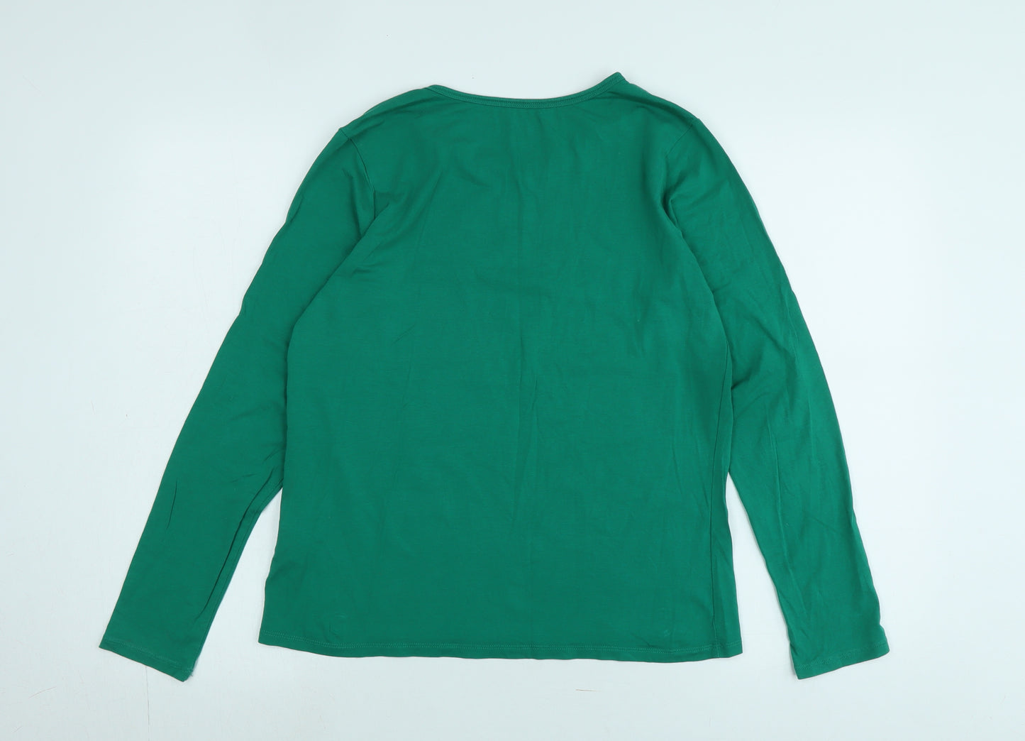 Lands' End Womens Green Cotton Jersey T-Shirt Size S Crew Neck - Logo