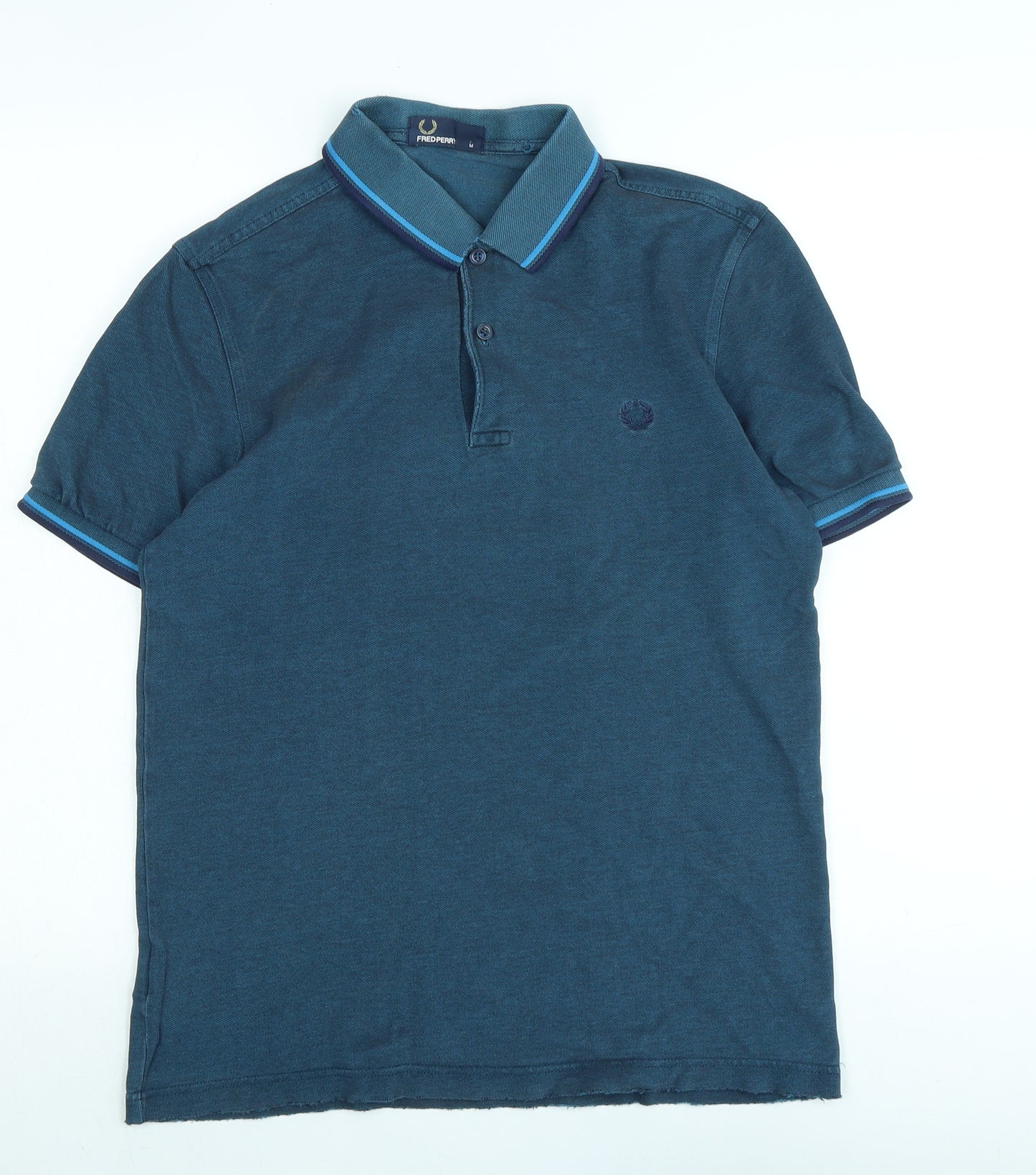 Fred Perry Mens Blue Cotton Polo Size M Collared - Logo