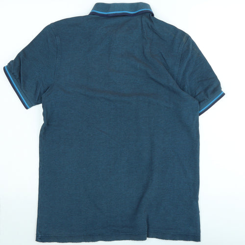 Fred Perry Mens Blue Cotton Polo Size M Collared - Logo