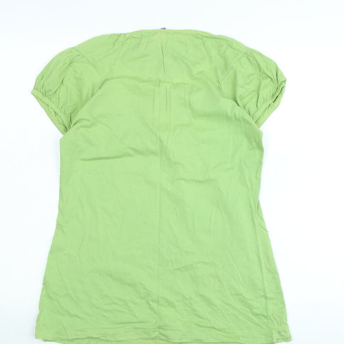 Fat Face Womens Green Cotton Basic T-Shirt Size 12 Scoop Neck - Logo