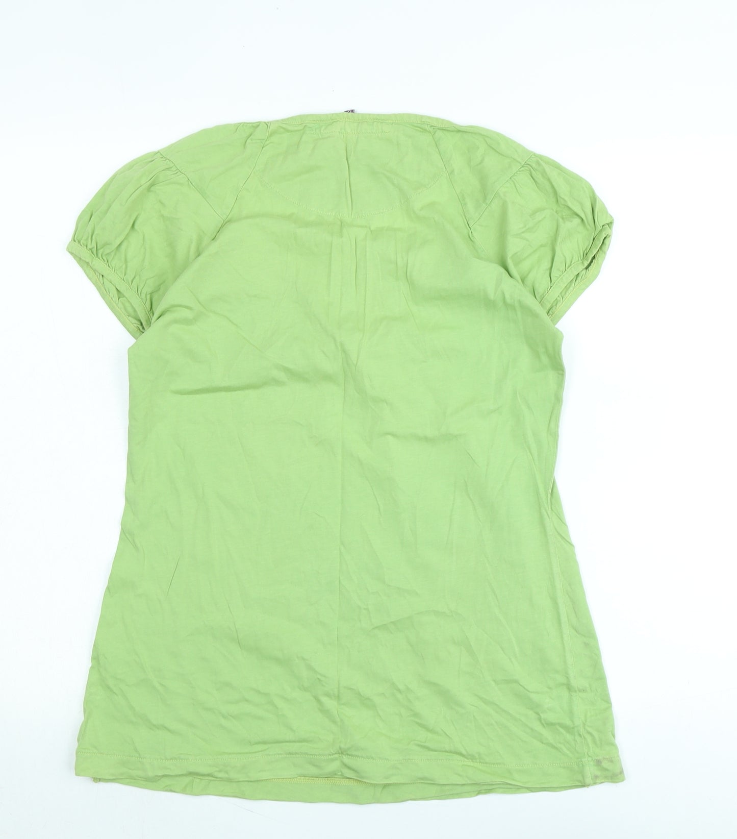 Fat Face Womens Green Cotton Basic T-Shirt Size 12 Scoop Neck - Logo