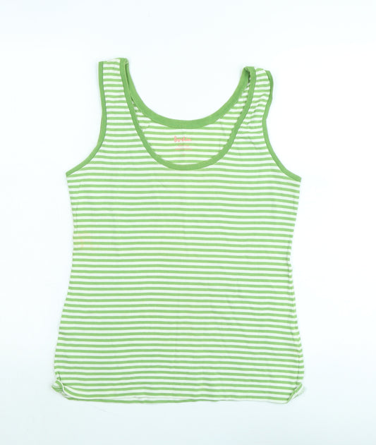 Boden Womens Green Cotton Basic Tank Size 12 Scoop Neck - Logo