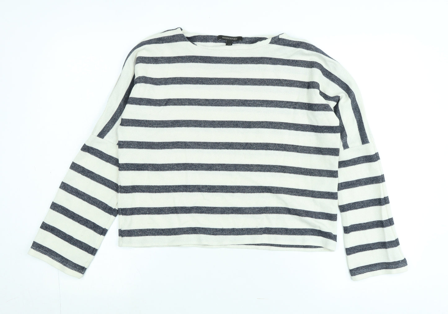 Banana Republic Womens Blue Cotton Jersey T-Shirt Size XS Boat Neck - Logo