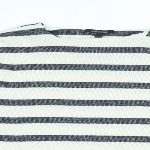 Banana Republic Womens Blue Cotton Jersey T-Shirt Size XS Boat Neck - Logo
