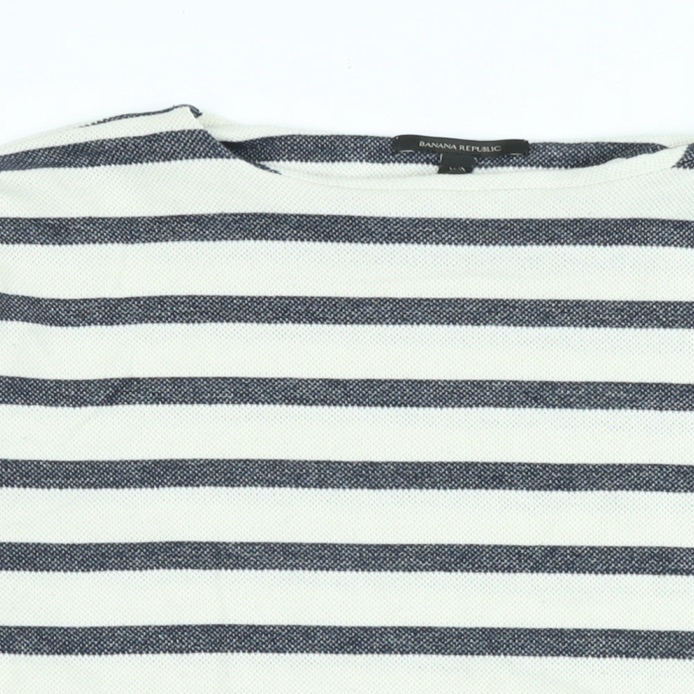 Banana Republic Womens Blue Cotton Jersey T-Shirt Size XS Boat Neck - Logo