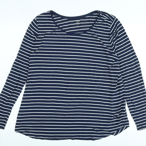 Gap Womens Blue Cotton Tunic T-Shirt Size L Boat Neck - Logo