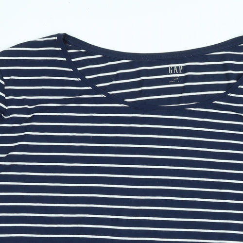 Gap Womens Blue Cotton Tunic T-Shirt Size L Boat Neck - Logo