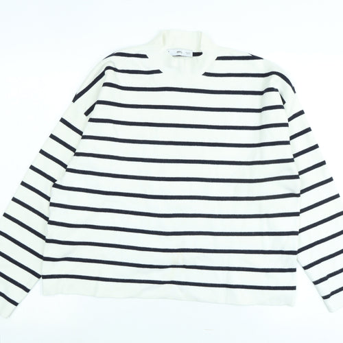 Ming Womens Ivory Mock Neck Cotton Pullover Jumper Size M - Logo