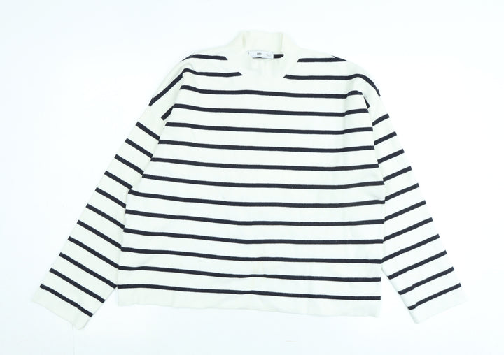 Ming Womens Ivory Mock Neck Cotton Pullover Jumper Size M - Logo