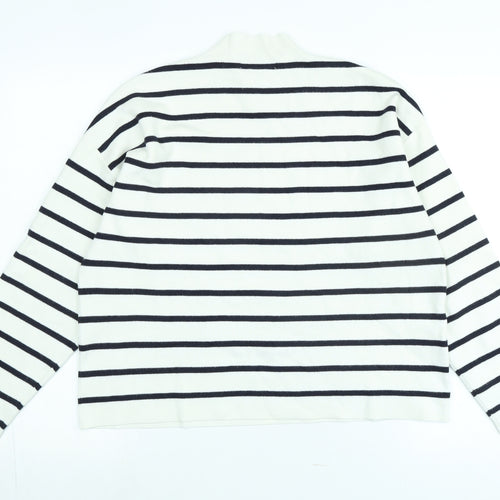 Ming Womens Ivory Mock Neck Cotton Pullover Jumper Size M - Logo