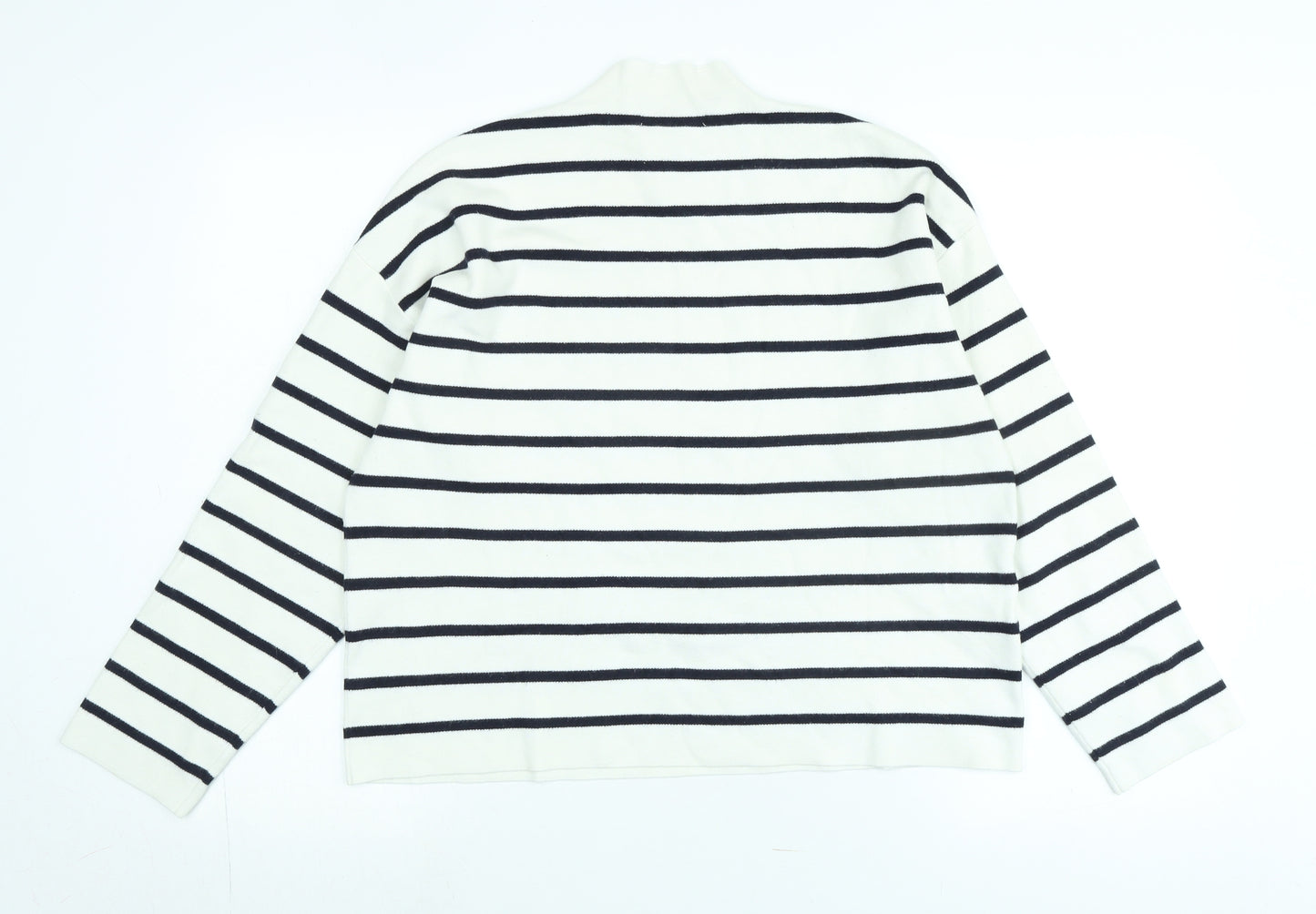 Ming Womens Ivory Mock Neck Cotton Pullover Jumper Size M - Logo