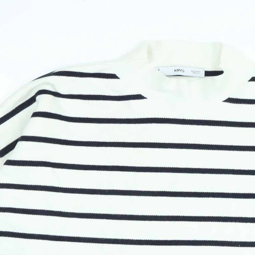 Ming Womens Ivory Mock Neck Cotton Pullover Jumper Size M - Logo