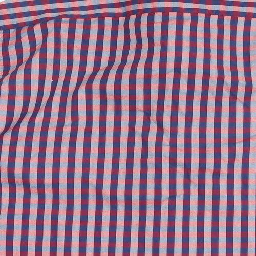 Jeff Banks Mens Blue Check Cotton Button-Up Size 16.5 Collared - Logo