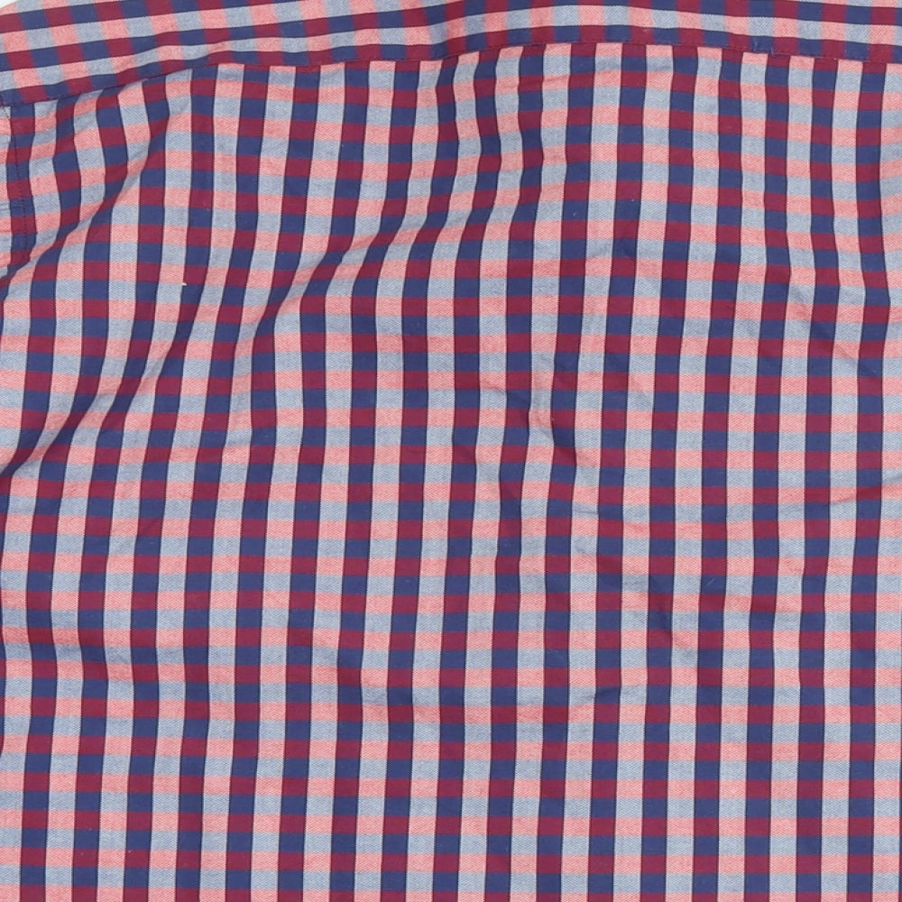 Jeff Banks Mens Blue Check Cotton Button-Up Size 16.5 Collared - Logo
