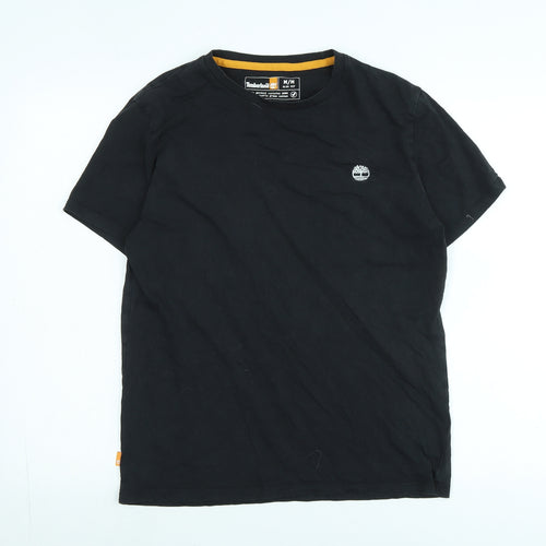 Timberland Mens Black Cotton T-Shirt Size M Crew Neck - Logo
